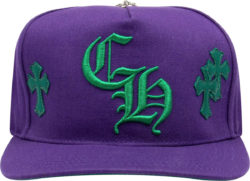 Chrome Hearts Purple And Green Cross Patches Ch Logo Hat