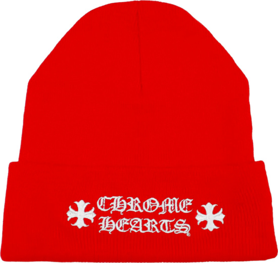 Chrome Hearts Red Logo Beanie Hat