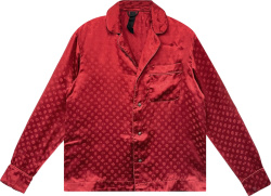 Chrome Hearts Red Silk And Allover Monogram Print Pajama Shirt