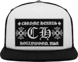 Chrome Hearts White And Black Ch Hollywood Trucker Hat