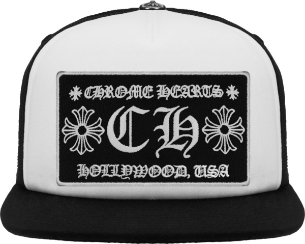 Chrome Hearts White And Black Ch Hollywood Trucker Hat