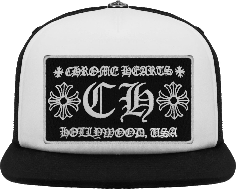 Chrome Hearts Black & White 'CH' Trucker Hat | Incorporated Style