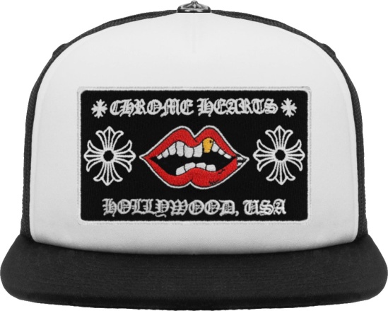 Chrome Hearts White And Black Chomper Trucker Hat