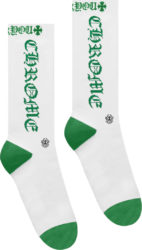 Chrome Hearts White And Green Vertical Logo Socks