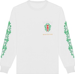Chrome Hearts White Green And Red Long Sleeve Dagger T Shirt