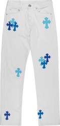 Chrome Hearts X Drake White And Blue Cross Patch Jeans