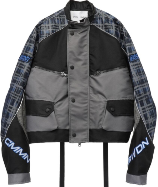 Cmmn Swdn Blue And Grey Plaid Motorcross Jacket