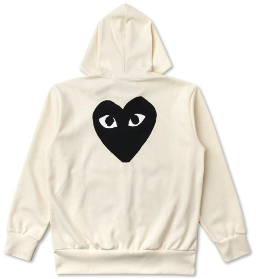 Comme des Garcons PLAY Ivory & Black-Heart Zip Hoodie | INC STYLE