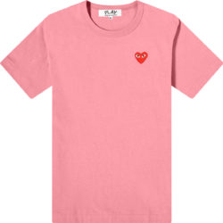 Comme Des Garcons Play Light Pink Heart Patch T Shirt
