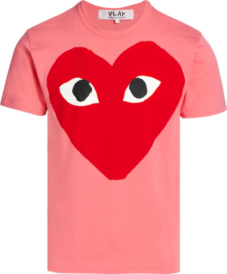 Comme Des Garcons Play Pink Giant Red Heart Logo T Shirt