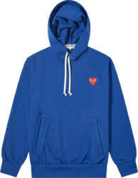 Comme Des Garcons Play Royal Blue Heart Logo Patch Hoodie