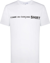 Comme Des Garcons Shirt White Black Logo Print T Shirt