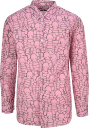 Comme Des Garcons X Kaws Pink Allover Logo Print Shirt