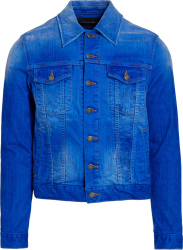 Cout De La Liberte Bright Blue Suede Coated Denim Jacket