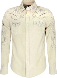 Ivory Suede Studded Western Shirt