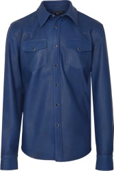 Cout De La Liberte Navy Blue Leather Western Shirt