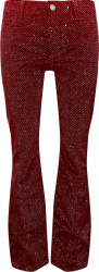 Red Allover Crystal Flared Jeans