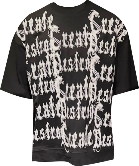 Create Destroy Black Allover Logo Print T Shirt