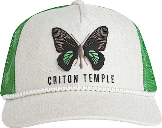 Criton Temple Green And White Butterfly Trucker Hat