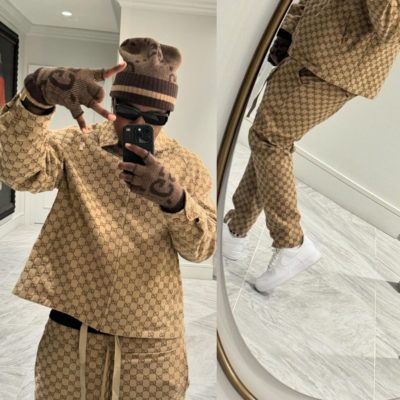 Dababy Gucci Brown Gg Beanie And Glvoes Richard Mille Watch Gucci Gg Jacket Gucci Gg Pants