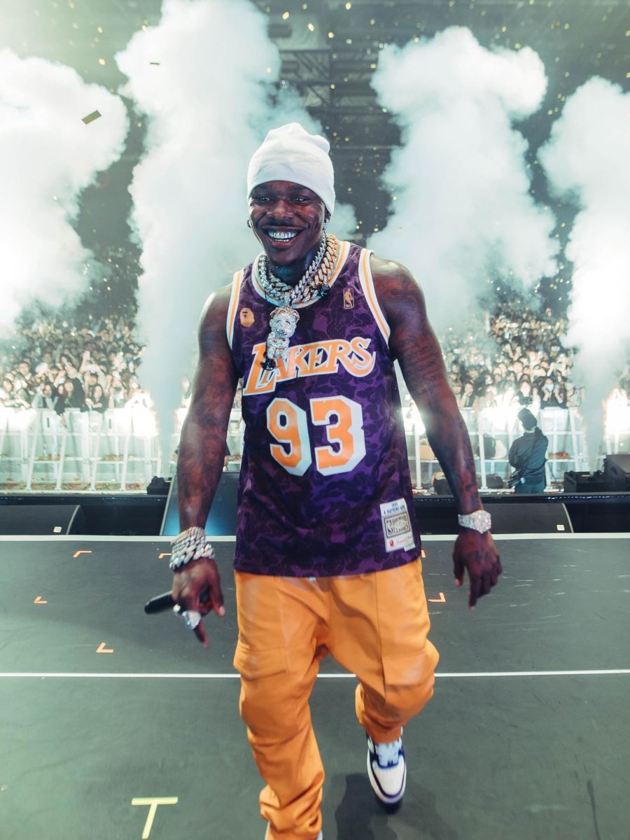 DaBaby Performs In Hong Kong Wearing a Full BAPE & BAPE x Lakers Jersey Outfit
