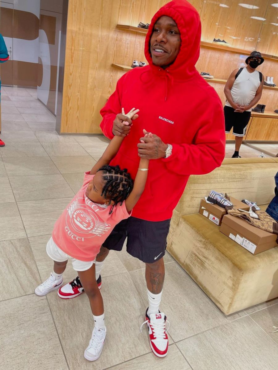 DaBaby Wearing a Red Balenciaga, & Nike Outfit