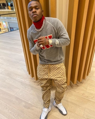Dababy Wearing A Snl Sweatshirt With Gucci Pants And Jordans