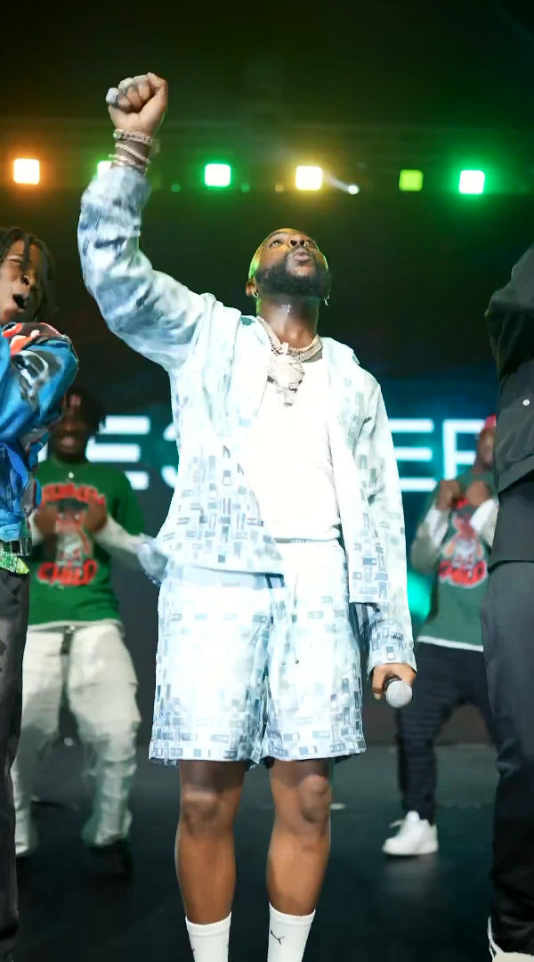 Davido Performs at Infinix Launch Party In an Amiri & Puma Outfit