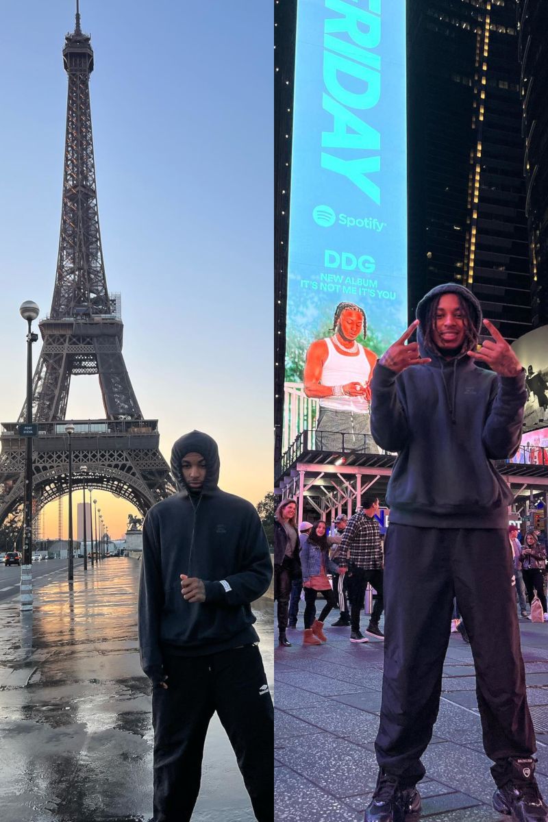 DDG Poses In Time Square Wearing Gallery Dept. & Balenciaga Sweats |  Incorporated Style