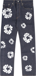 Denim Tears Blue Cotton Wreath Print Selvedge Jeans