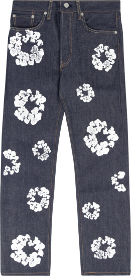 Denim Tears Deep Indigo Cotton Wreath Selvedge Jeans | INC STYLE