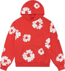 Denim Tears Red And White Allover Floral Print Hoodie