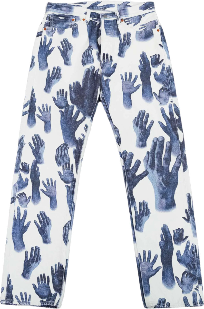 Denim Tears White & Allover Blue Hand Print Jeans | Incorporated Style