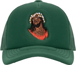 Denim Tearts Dark Green Black Jesus Trucker Hat
