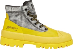 Grey Canvas & Yellow Sole Boots