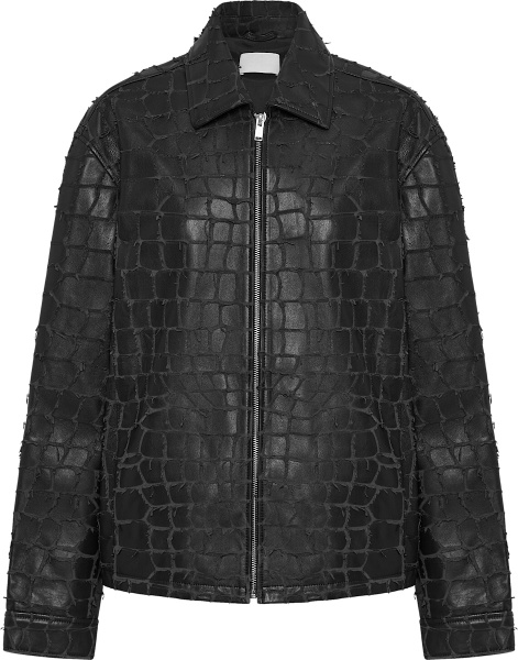 Dion Lee Black Snake Etched Leather Jacket