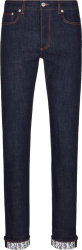 Blue Denim Oblique-Lined Jeans
