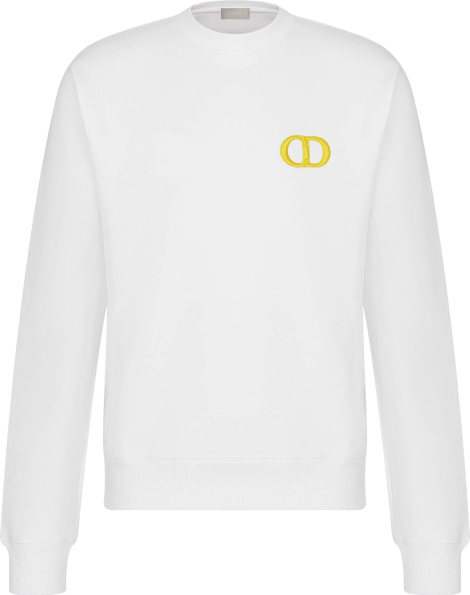 Dior White & Yellow 'CD Icon' Sweatshirt | INC STYLE Dior White & Yellow 'CD Icon' Sweatshirt | INC STYLE