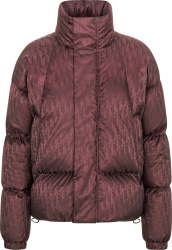 Burgundy Oblique Oversized Puffer Jacket