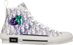 Dior x Kenny Scharf White & Purple Oblique High-Top 'B23' Sneakers