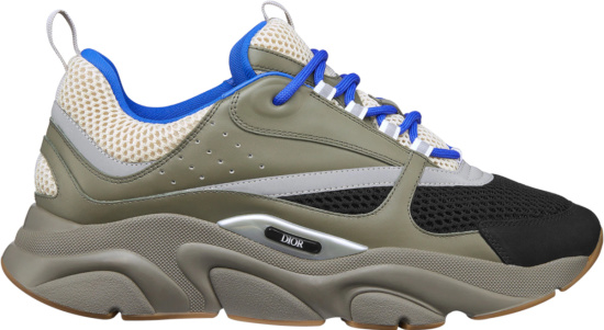 Dior Olive Green & Blue-Lace 'B22' Sneakers | INC STYLE