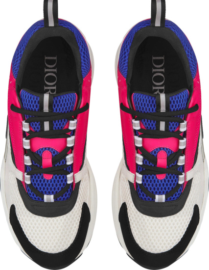 Dior White And Purple Technical Mesh With Neon Pink And White Smooth Calfskin