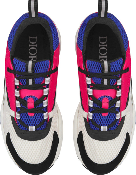 Dior White And Purple Technical Mesh With Neon Pink And White Smooth Calfskin