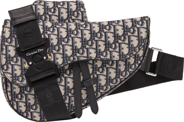 Dior Beige And Black Oblique Saddle Bag