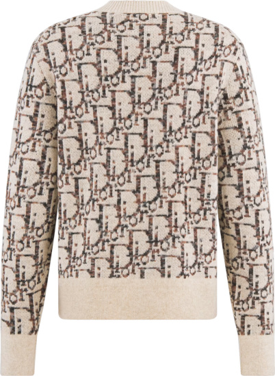 Dior Beige And Brown Allover Oblique Sweater
