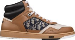 Dior Beige And Ivory Oblique High Top B27 Sneakers
