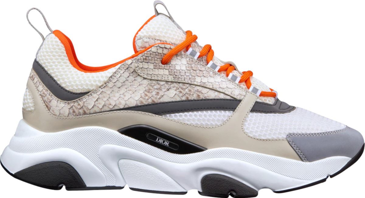 Dior Beige Python & Orange 'B22' Sneakers | Incorporated Style