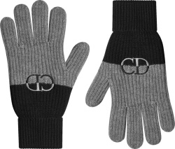 Dior Black And Grey Split Cd Signature Wool Knit Gloves 213mg01at481 C889
