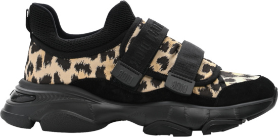 Dior Black And Leopard D Wander Strap Sneakers