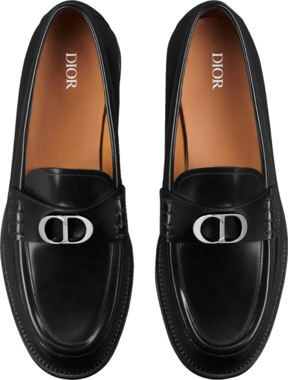Dior Black And Silver Cd Logo Gravnille Loafers